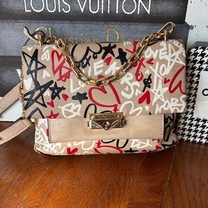 Michael Kors Cece Medium Graffiti Love Leather Shoulder Bag, COA